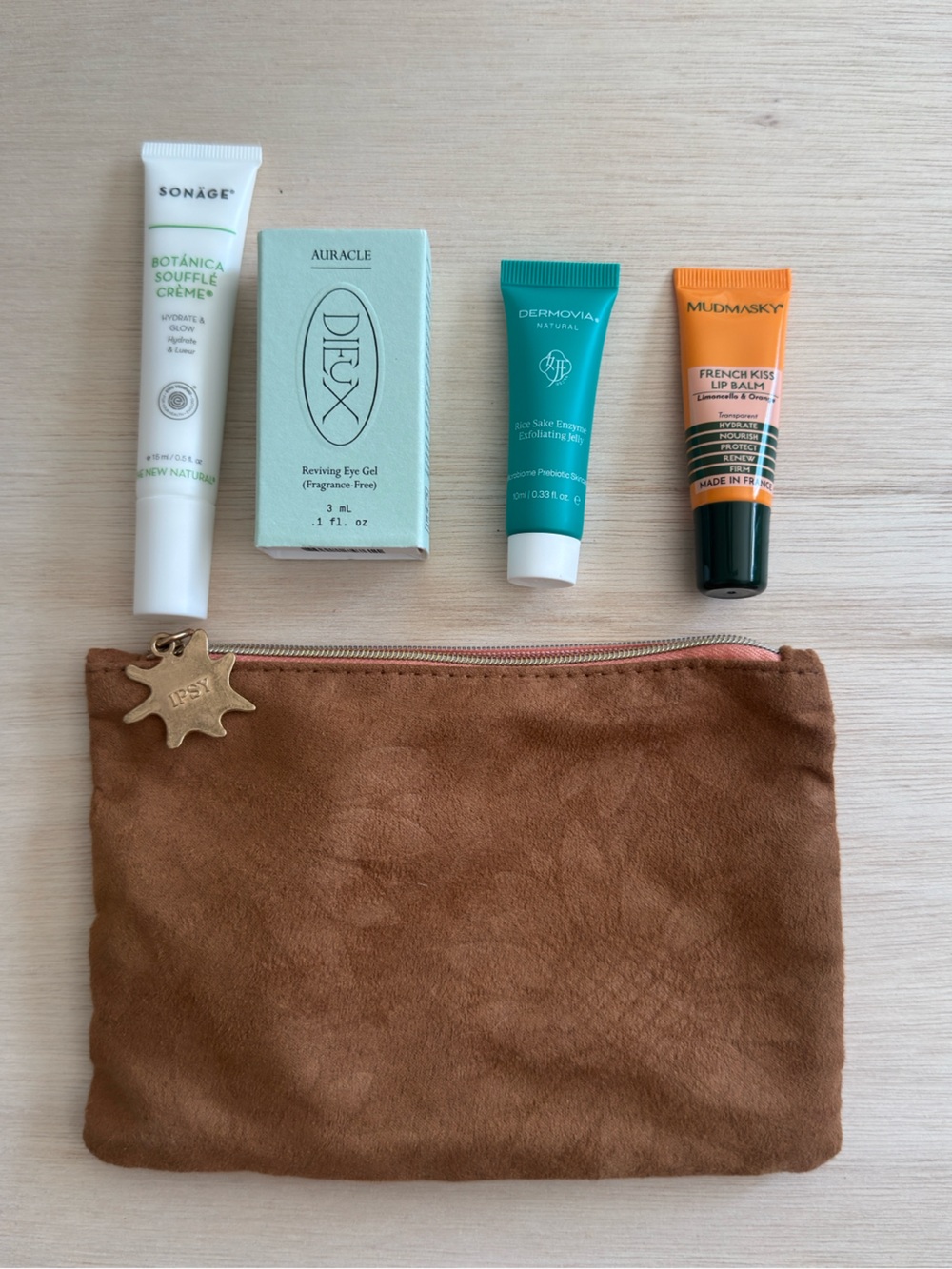 ipsy sample kit zip pouch - brown sunflowers